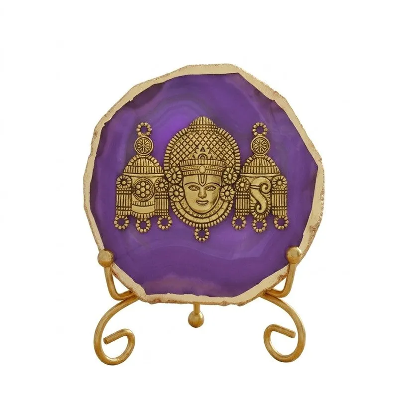 Mahalakshmi Agate Showpiece With Stand - Purple media 3