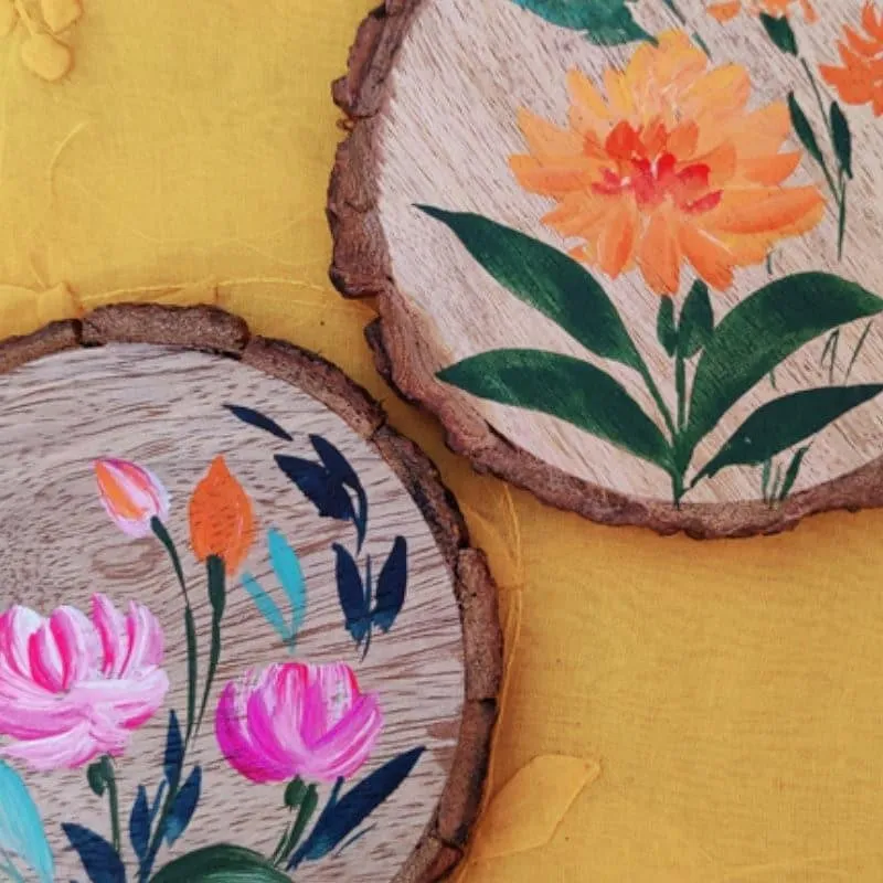 Rose Lush Handpainted Coaster - Set Of Two media 3