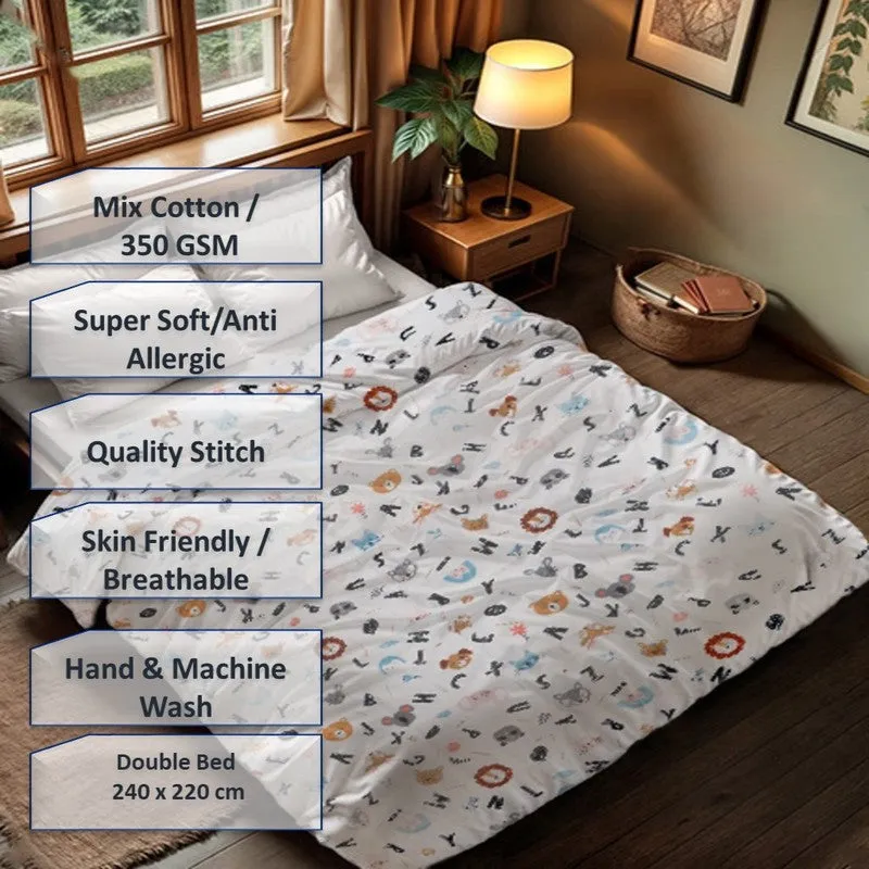 Warmora Cartoon Cotton Comforter (White) - 350 GSM media 6