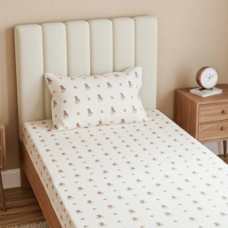 Dolores Floral Printed Cotton Bedsheet (Light Orange) - 180 TC media 3