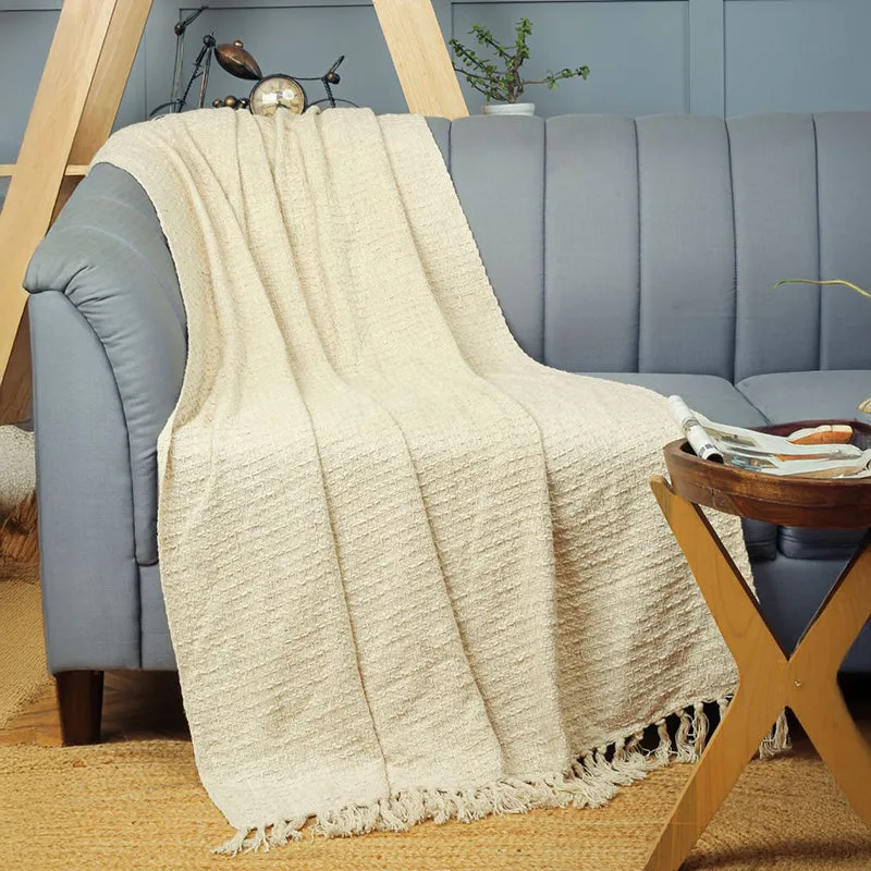 Frayra Cotton Throw - Off White media 1