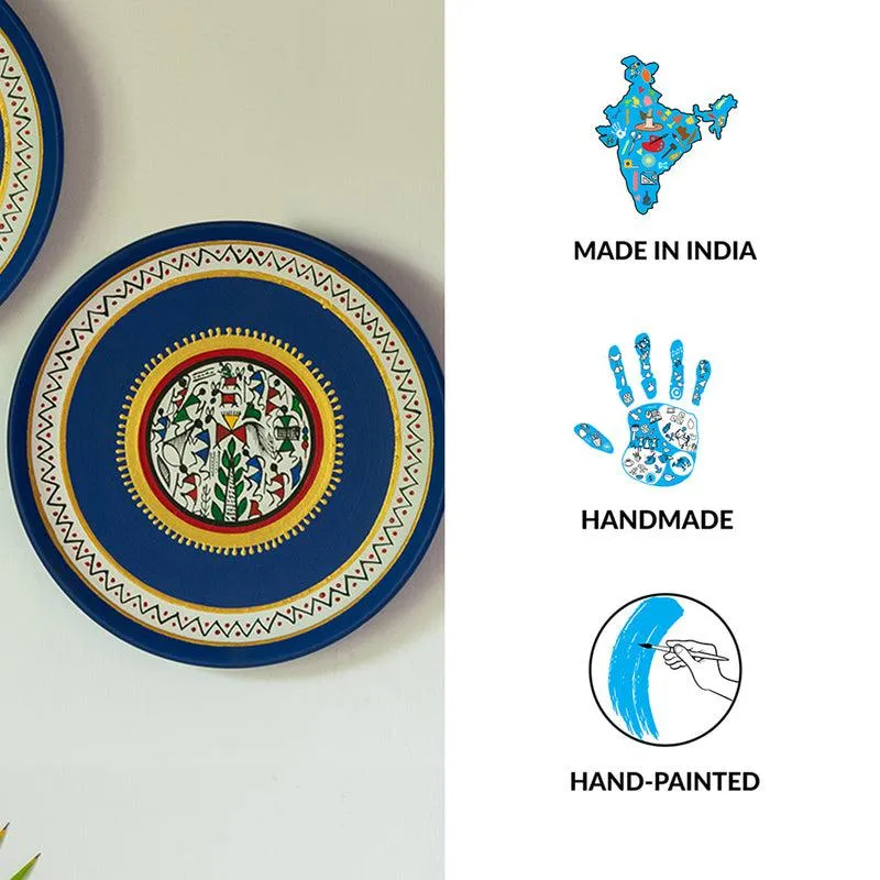 Naara Handpainted Wall Plate (Blue) - Set Of Two media 6