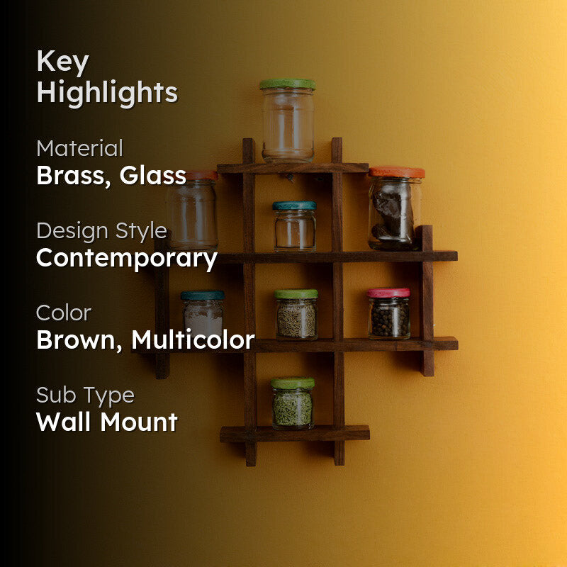 Sheza Wall Shelf with Storage Jar - Nine Piece Set media 2