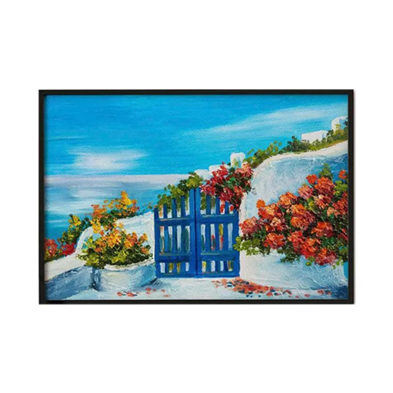 House Near The Sea Canvas Painting - Black Frame media 6