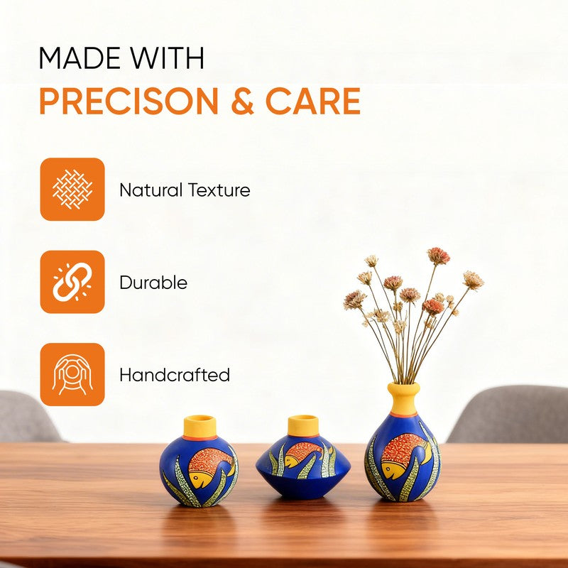 Varaha Terracotta Vase - Three Piece Set media 6