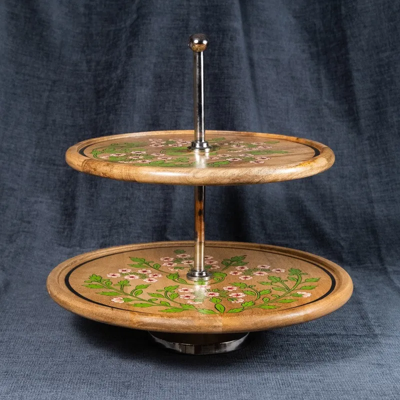 Blossom Charm Floral Wooden Two-Tier Cake Stand media 3