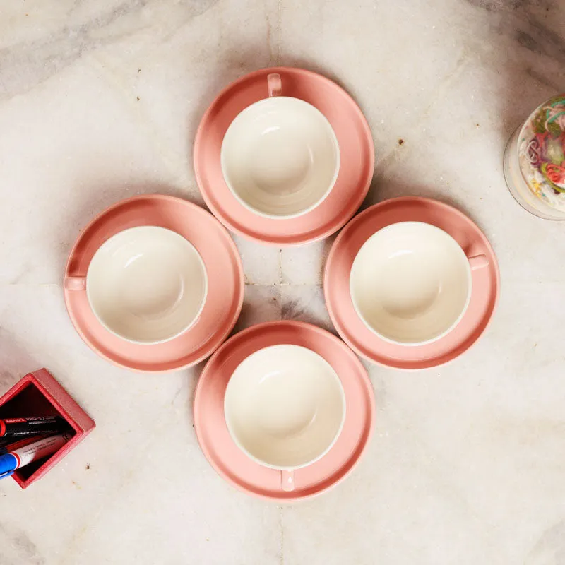 Blush & Brew Cup & Saucer (Pink/240 mL Each) - Set of Four media 7