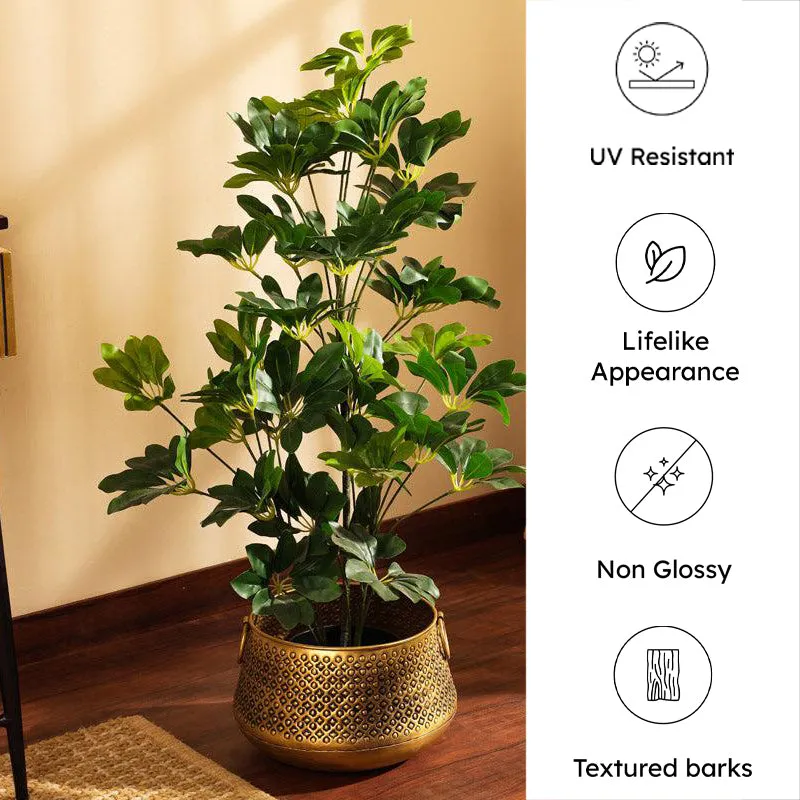 Artificial Realistic Schefflera Plant With Black Plastic Pot - 3 Feet media 7