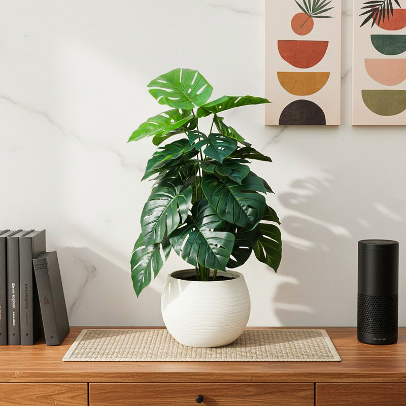 Leaf Vale Artificial Monstera With Black Plastic Pot - 2.6 Feet