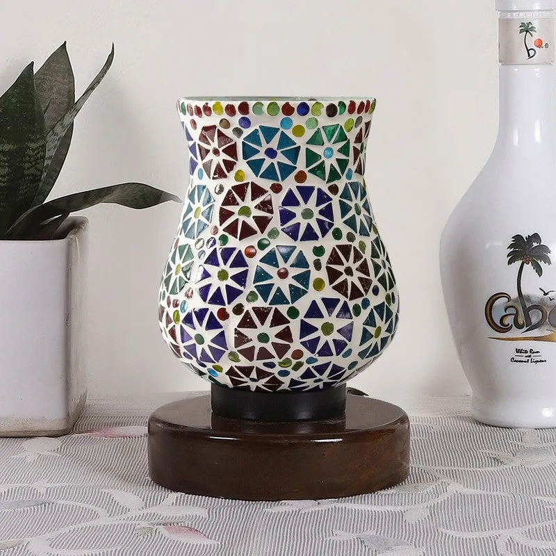 Crystalyn Mosaic Glass Table Lamp With Wooden Base - Multicolor media 4