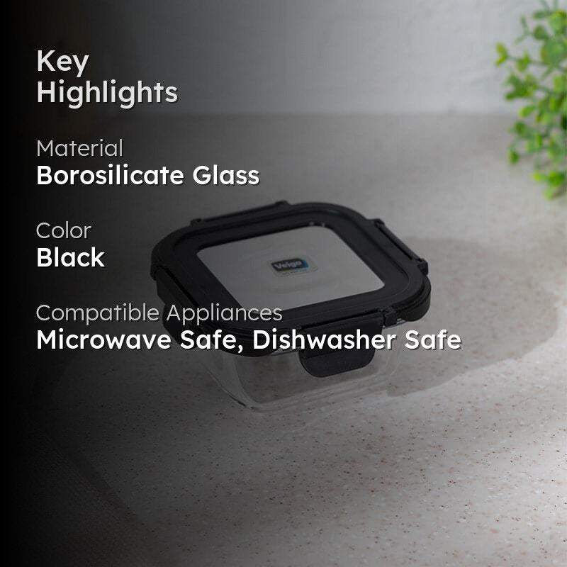 Timo Glass Lunch Box (Black) - 320 ML media 2