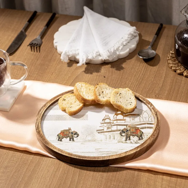 TimberBloom Mughal MDF Platter - White media 1