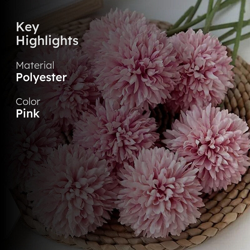 Faux Ja Dank Chrysanthemum Bunch (Pink) - Set Of Six media 2
