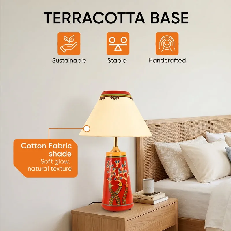 Birdo Chirp Terracotta Table Lamp - Multicolor - 15