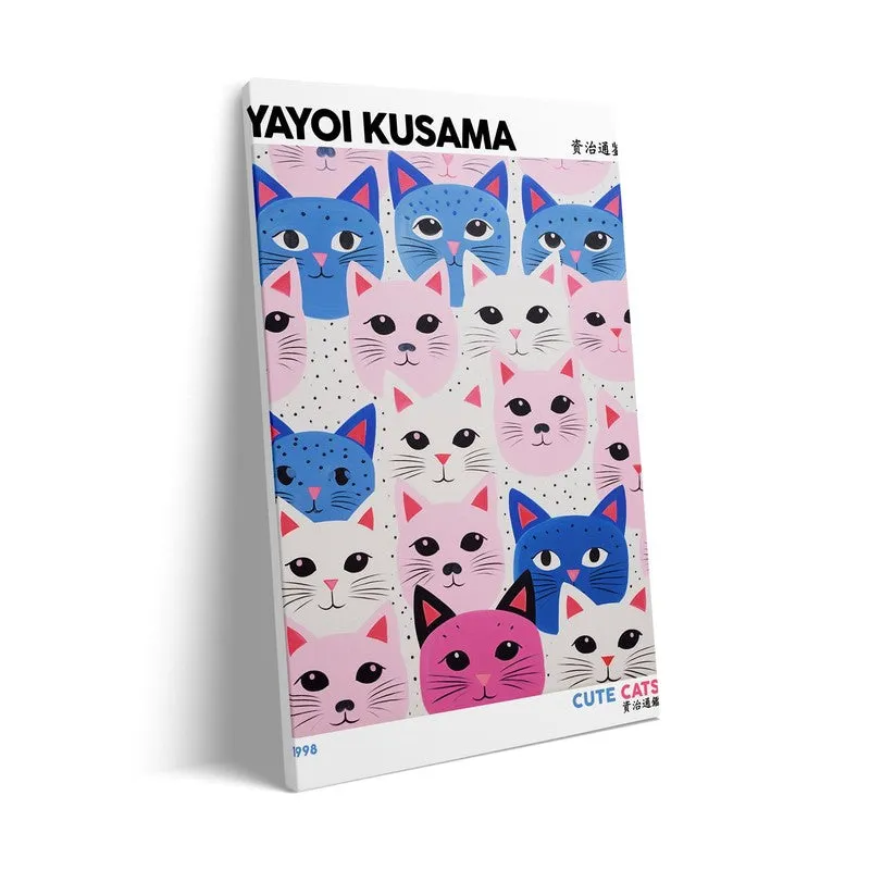 Cute Cats Inspired by Yayoi Kusama Wall Art - Black Frame media 7