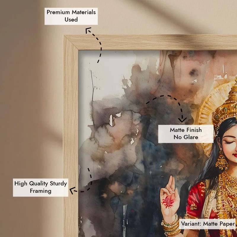 Shri Padmavati Spiritual Archival Paper Wall Painting - Natural Brown Frame media 6