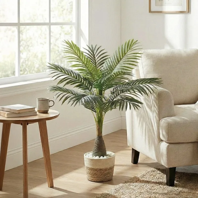 Grevol Artificial Bottle Areca Palm Plant With Black Plastic Pot  3 ft media 4