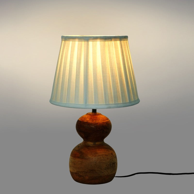 Tranquil Wooden Base Cotton Table Lamp - White,Brown media 4