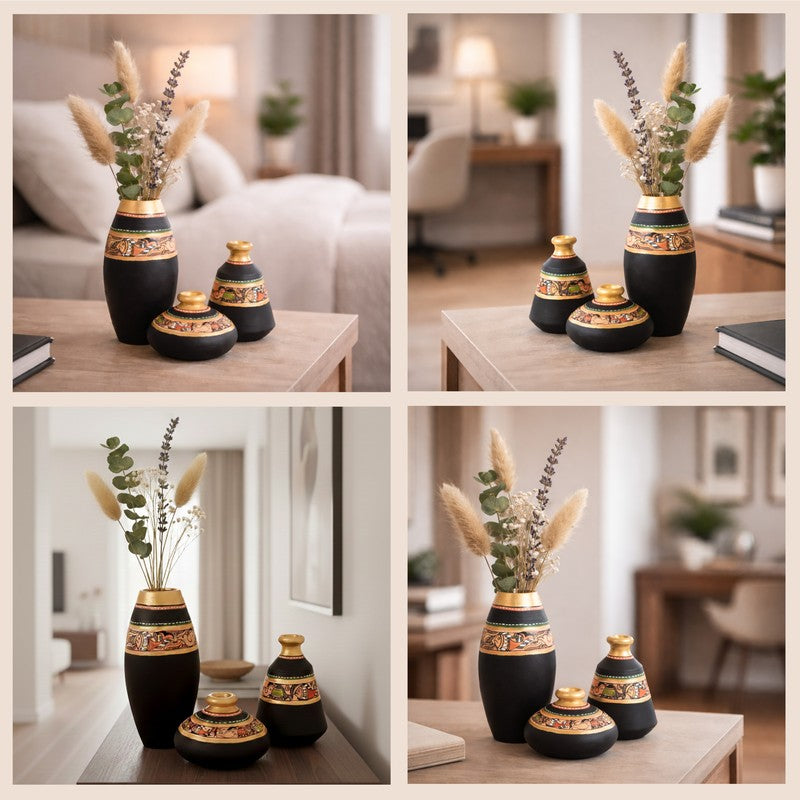 Poshell Tribal Terracotta Vase - Set Of Three media 9