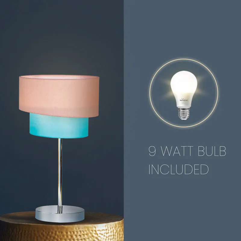 Stellar Lady Metal LED Fabric Table Lamp - Peach,Blue media 3