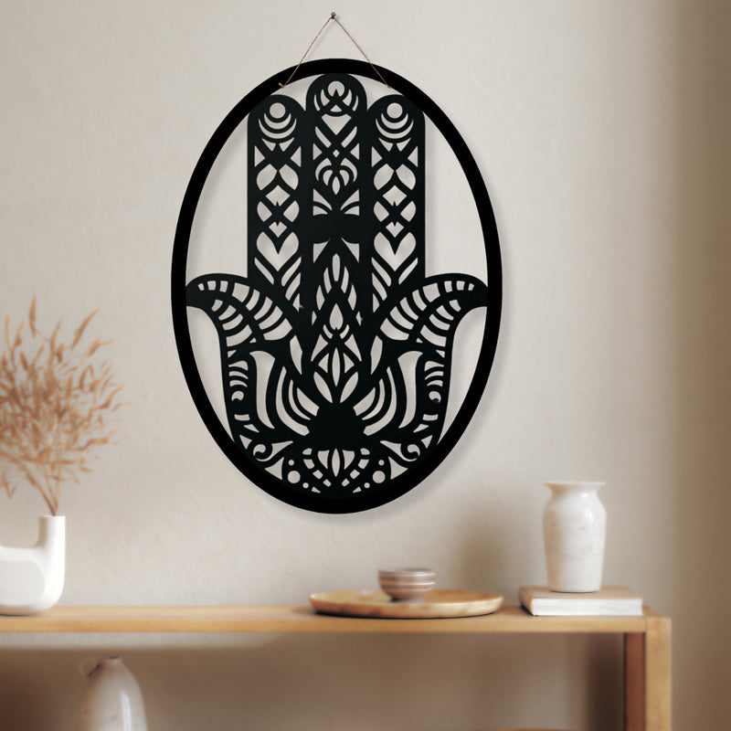 Hamsa Hasta Lines Iron Wall Accent
