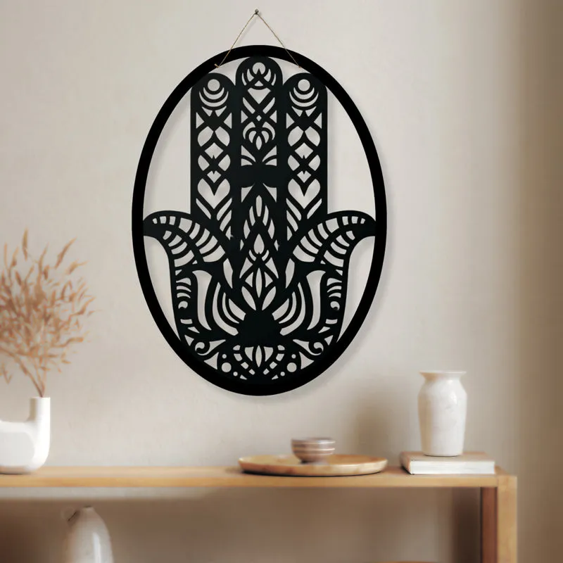 Hamsa Hasta Lines Iron Wall Accent media 1
