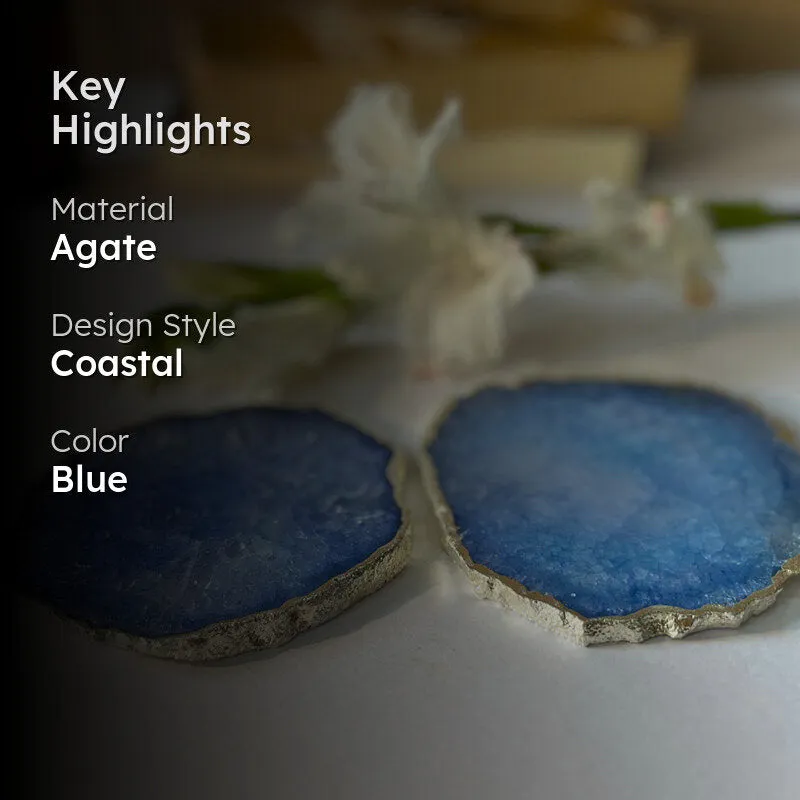 Byrona Handcrafted Crystal Agate Coaster (Blue) - Set Of Two media 2