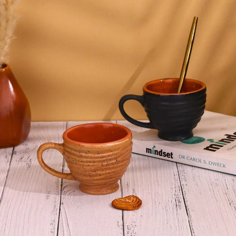 Mayla Ceramic Tea Cup (120 mL Each/Brown) - Set of Two media 4
