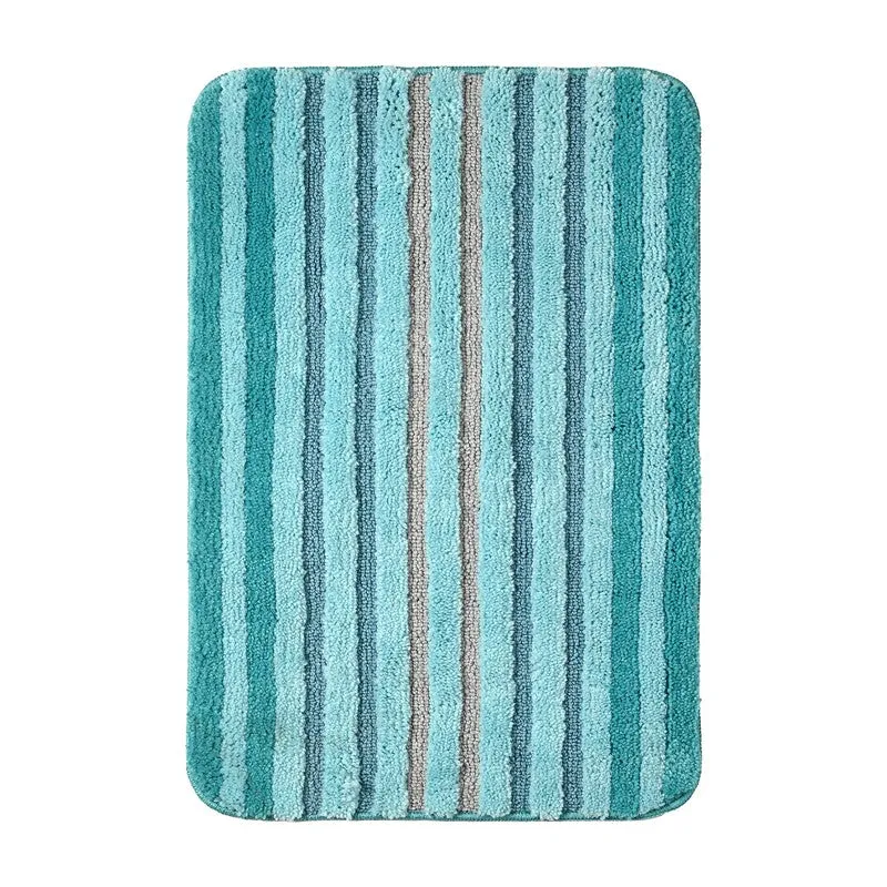 StripeScape Microfiber Bath Mats (Sky Blue) - Set of Two media 3