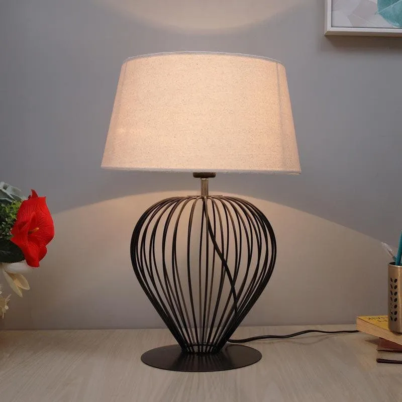 Emara Fabric Table Lamp - Beige,Black media 1