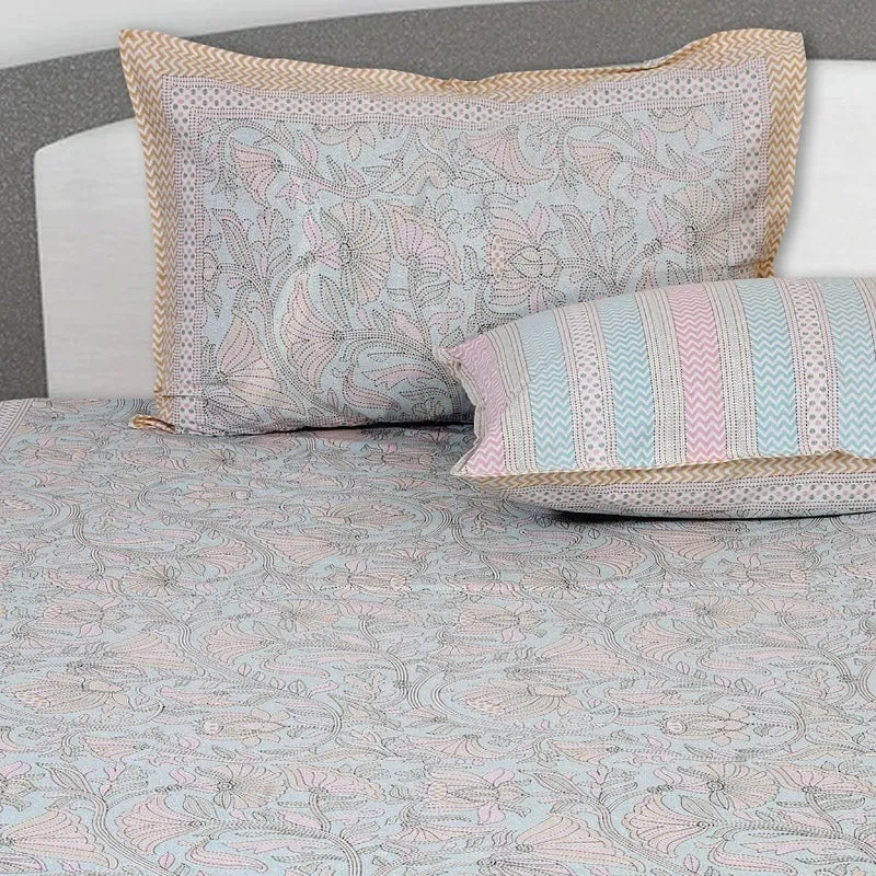 Saagara Floral Cotton Bedsheet (Multicolor) - 144 TC media 4