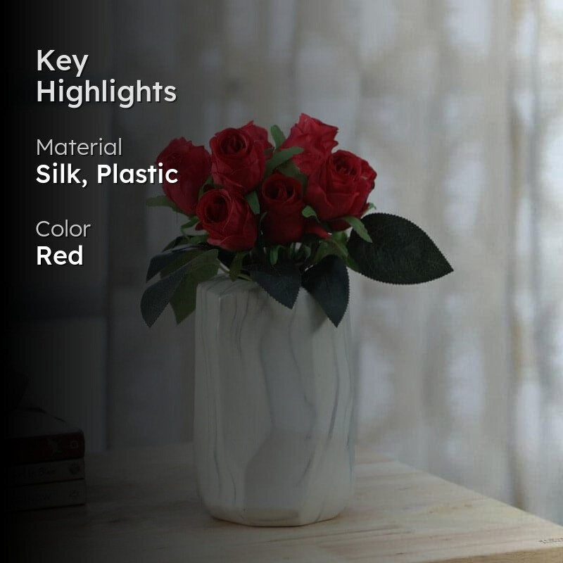 Faux Rose Flower Bunch - Red media 2