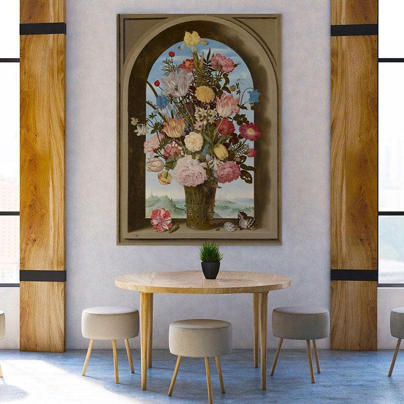 Vase Of Flowers By Window Wall Painting - Gallery Wrap
