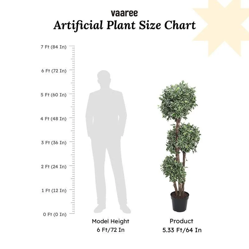 Green Code Artificial Plant With Black Plastic Pot - 5 Feet media 7