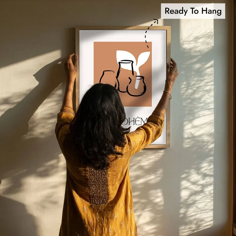 Earthen Trio Canvas Wall Painting With Brown Frame media 8
