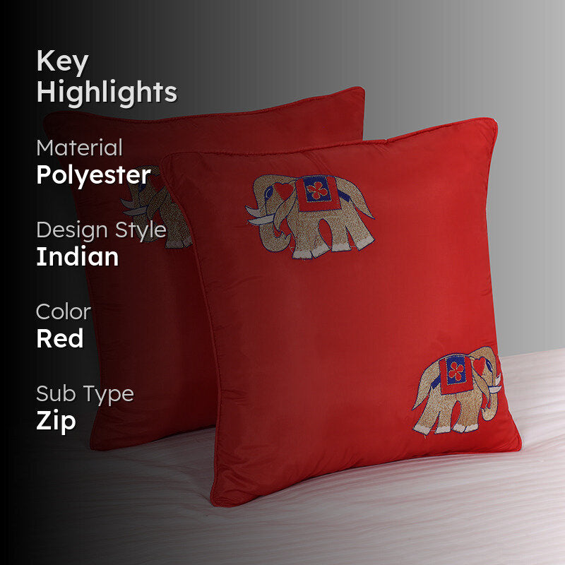 Imperial Haathi Embroidered Cushion Cover - Set Of Two media 2