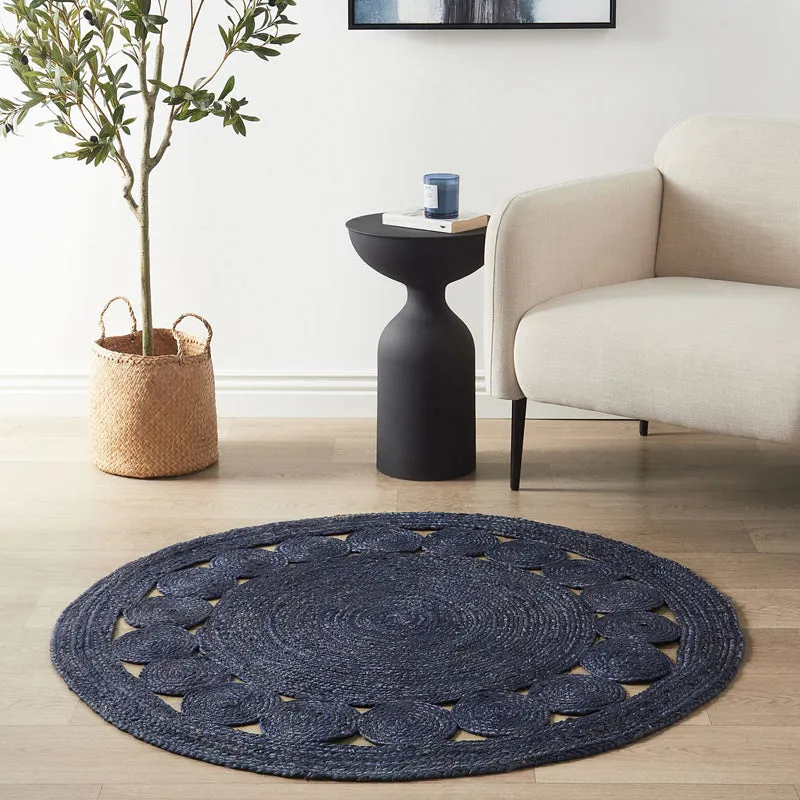 Knot Theory Braided Jute Area Rug - Blue media 3