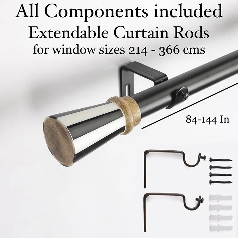 Stratos Extendable 1" Single Curtain Rods With Urn Finial & Brackets media 5