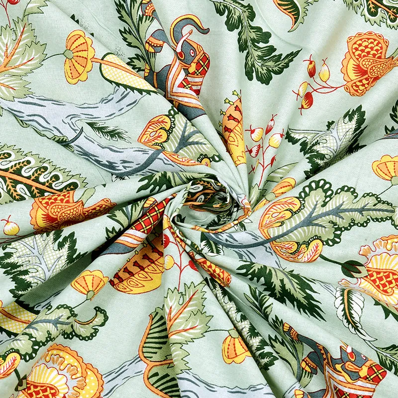 Minevra Floral Cotton Bedsheet (Yellow & Green) - 160 TC media 5