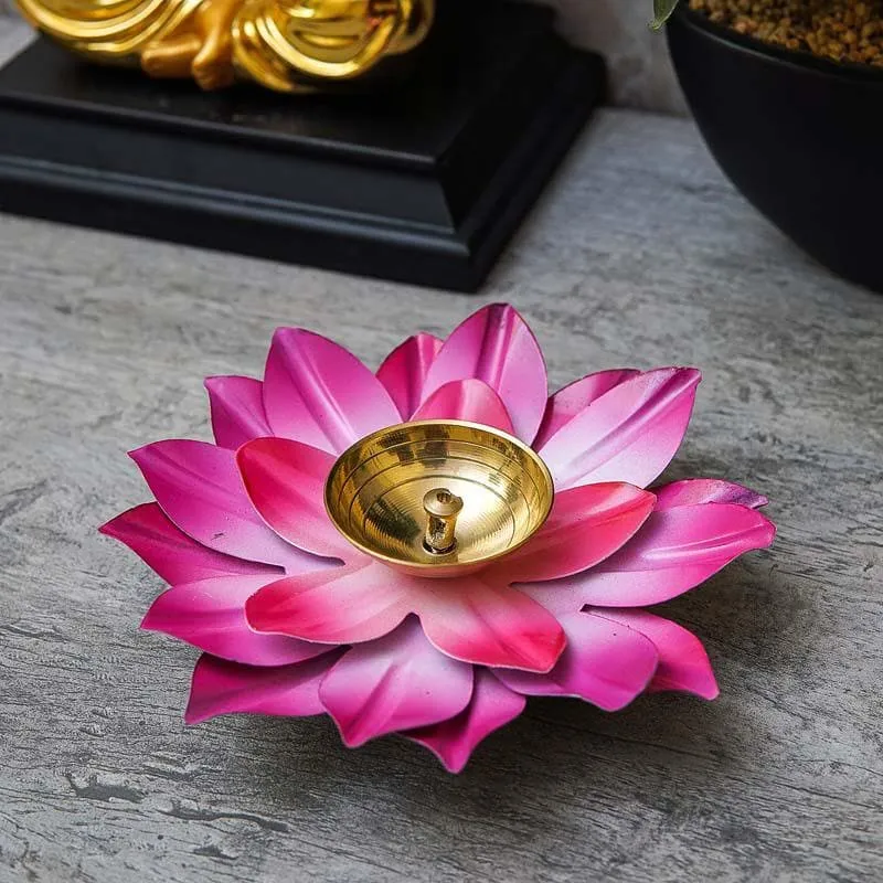 Sacred Bloom Diya- Pink media 1