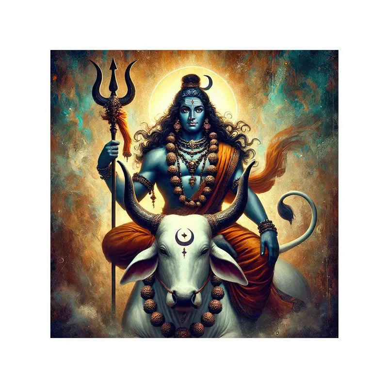 Lord Shiva Riding Nandhi Wall Painting media 4