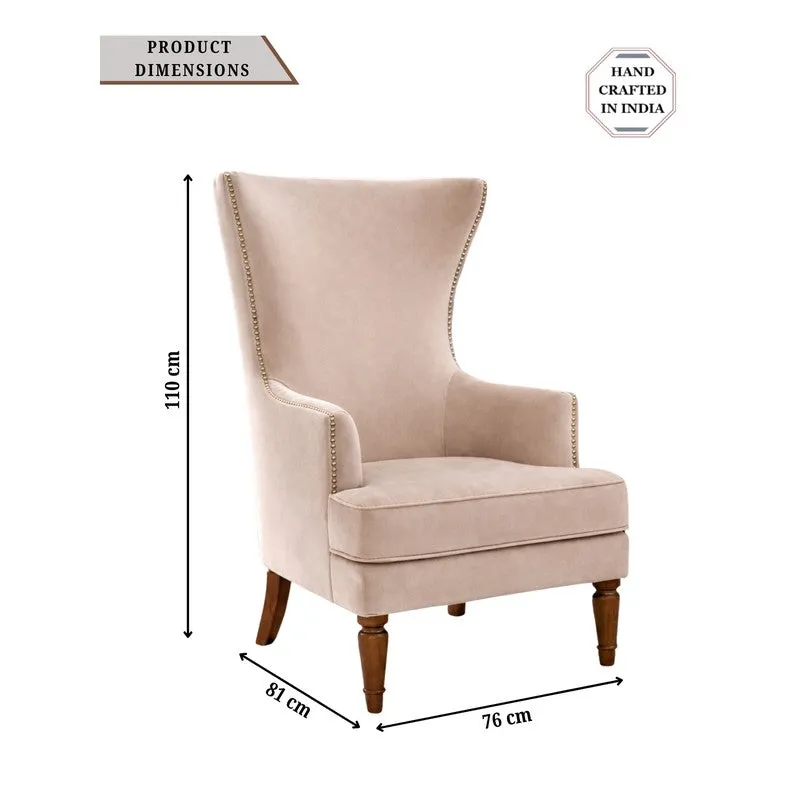 Elysian Teak Wood & Velvet Signature Lounge Chair - Ivory media 8