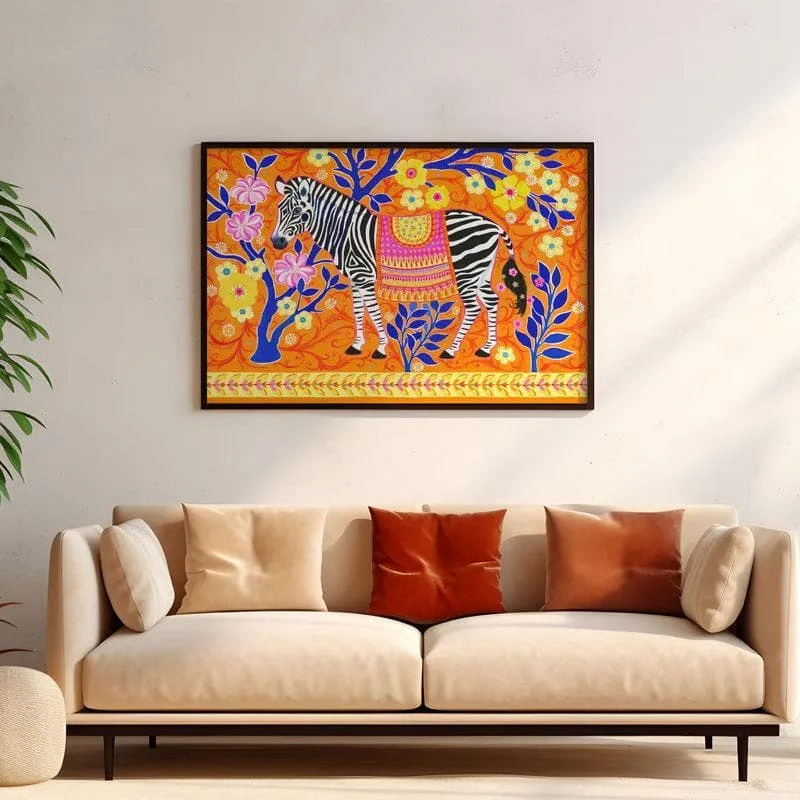 Zebedaios The Zebra Wall Painting - Black Frame media 4
