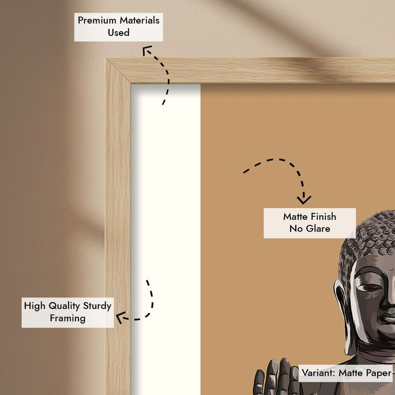 Buddha's Boon Archival Paper Wall Art  - Natural Brown Frame media 7