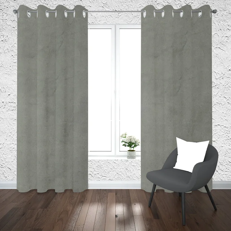 Cisco Solid Curtains (Grey) - Set Of Two media 1