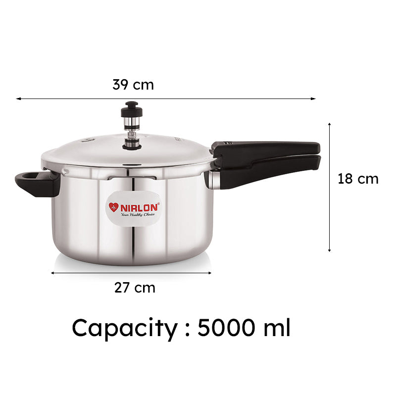Nirlon Steel Pressure Cooker - 5000 mL/ 11 Inches media 8