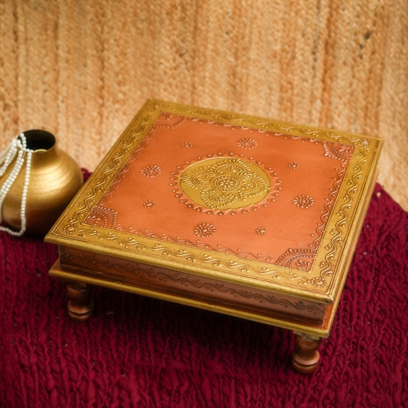 Zyvra III Folk Charm Mango Wood & MDF Stool - 18 inch