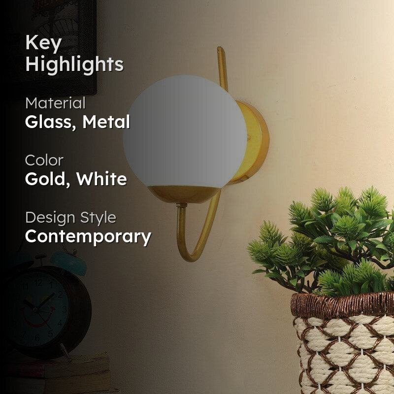 Shiro Moon LED Glass & Metal Wall Lamp media 2