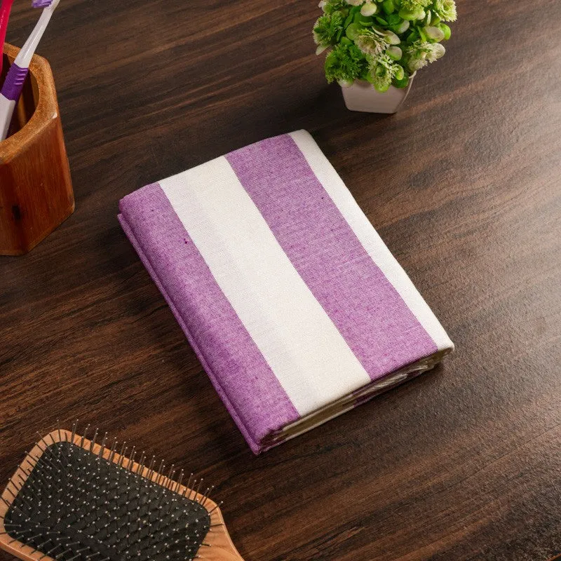 Swaddlix Striped White & Purple Bamboo Bath Towel media 4