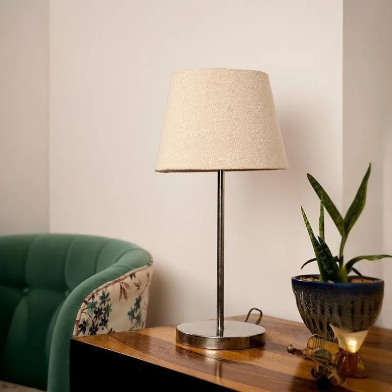 Classy With Twist Metal Chrome Fabric Table Lamp - Beige,Silver media 3